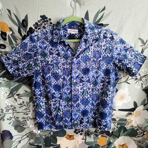 VTG 50s/60s Duke Kahanamoku Loop Collar Aloha Shirt Hawaiian Batik Cotton Medium